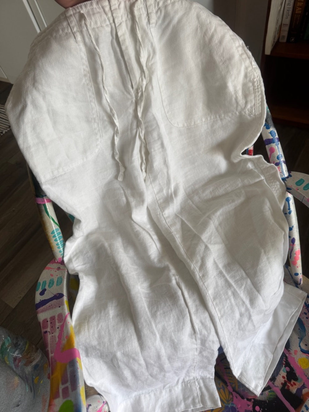Liz Claiborne 100% Linen White Crop Pants - Size 6 or Medium - Picture 11 of 11
